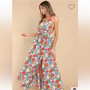 NWT Aakaa Red Dress Aakaa Multi Floral
Maxi Dress